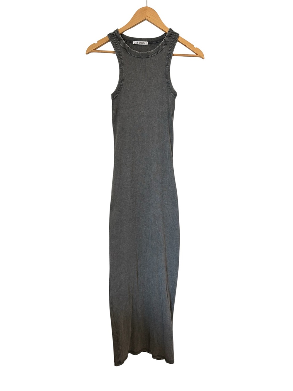 Zara Charcoal Ribbed Sleeveless Maxi Dress